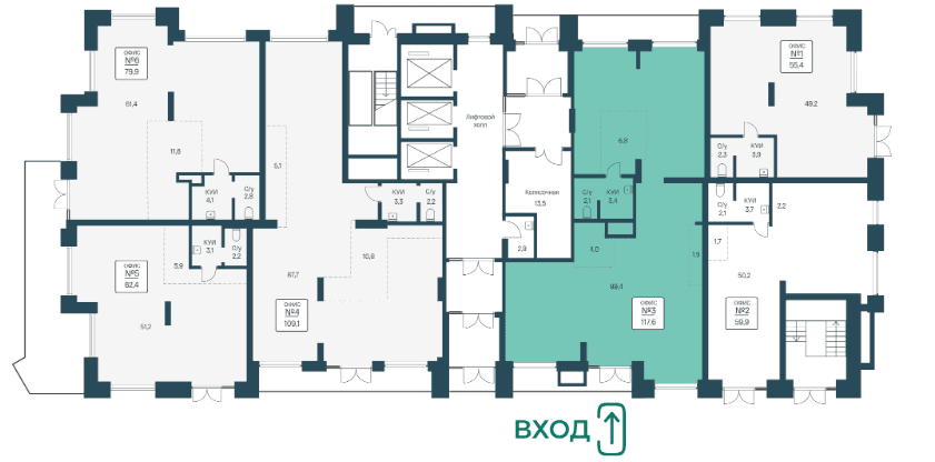 ЖК Расцветай на Кропоткина, помещение 117.6 м² - 661
